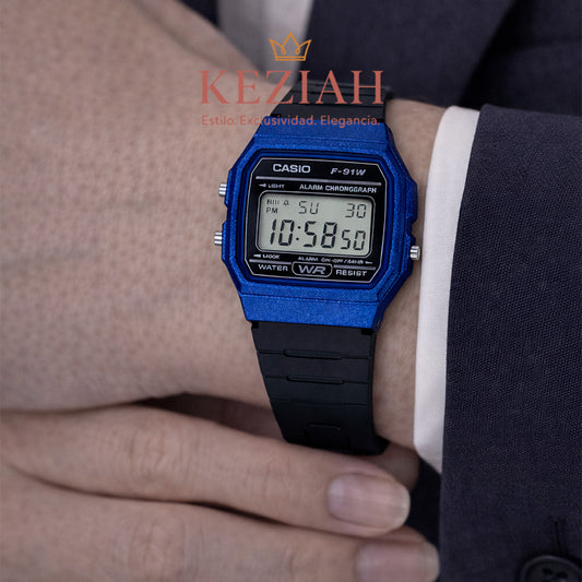 ⌚ Reloj Casio F-91WM-2A Unisex | Digital Clásico Azul
