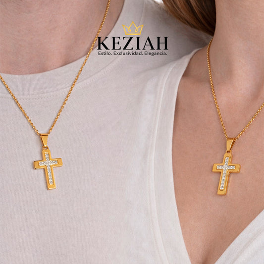 Collares Cruz Brillante para Pareja – Acero Inoxidable