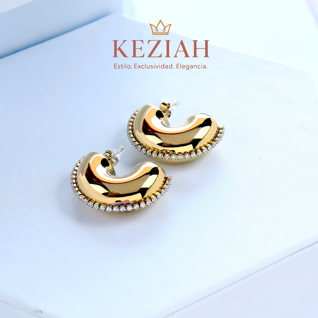✨ Aretes dorados premium ✨ en acero quirúrgico 316L enchapado en oro de 18K