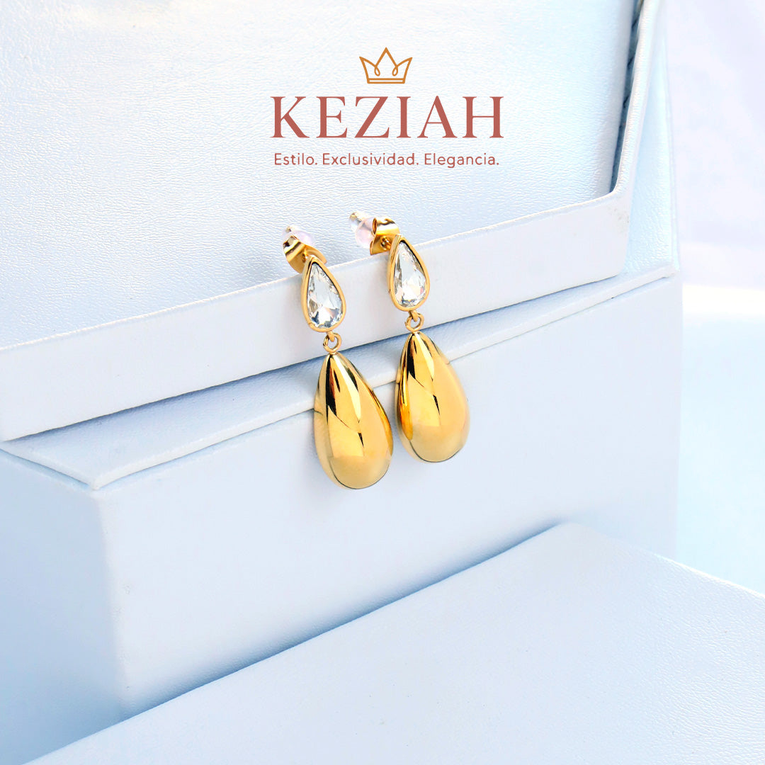 ✨ Aretes Dorado Minimalistas – Acero Quirúrgico 316L , Waterproof - Largo con Circón Incrustado