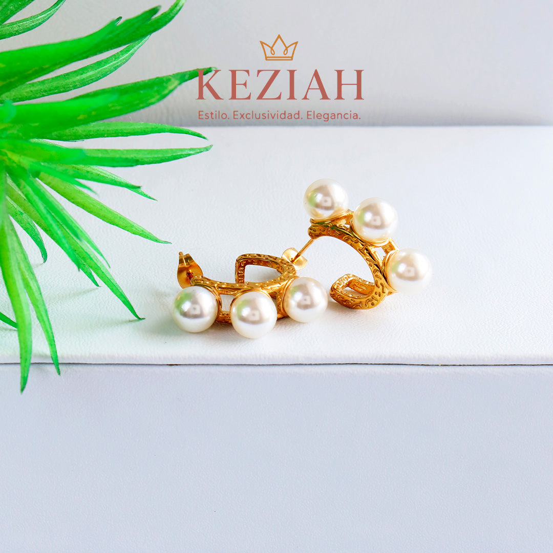 ✨ Aretes Dorado Minimalistas – Acero Quirúrgico 316L , Waterproof - Aro con Perlas Cultivadas