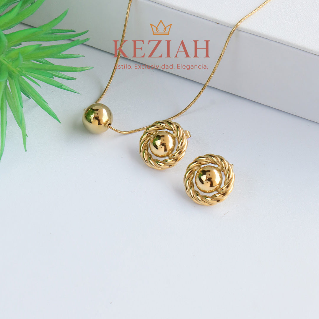 ✨ Collar y Aretes Dorado Minimalistas – Acero Quirúrgico 316L , Waterproof