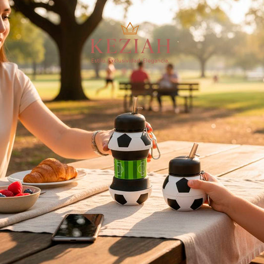🥤 Botella de Agua Plegable Diseño Fútbol ⚽
