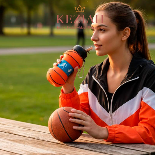 ⚽ Botella de Agua Plegable de Fútbol – Silicona Reutilizable 550 ml