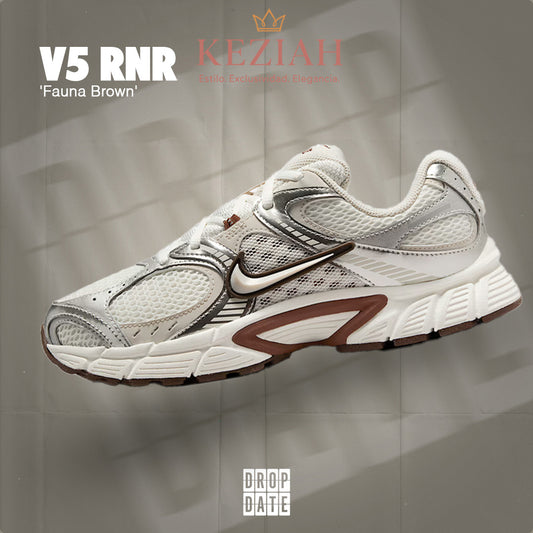 🏷️ Nike V5 – Blanco / Plata Metalizado / Marrón