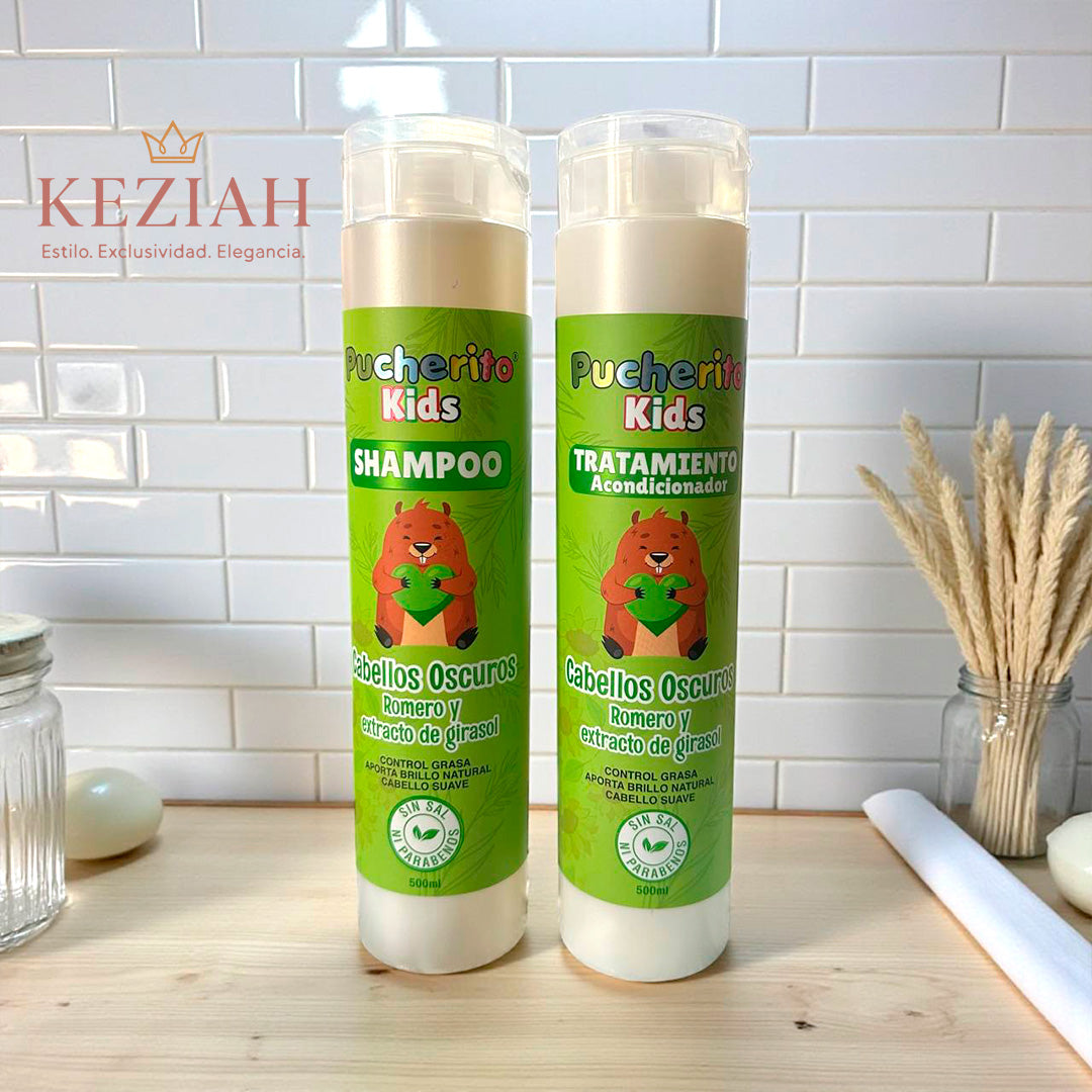 Shampoo Infantil Pucherito Kids Cabellos Oscuros – Romero y Girasol 500ml