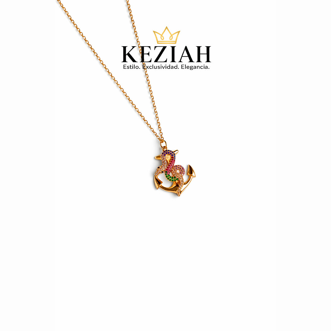 Collar Ancla con Serpiente Multicolor – Acero Inoxidable