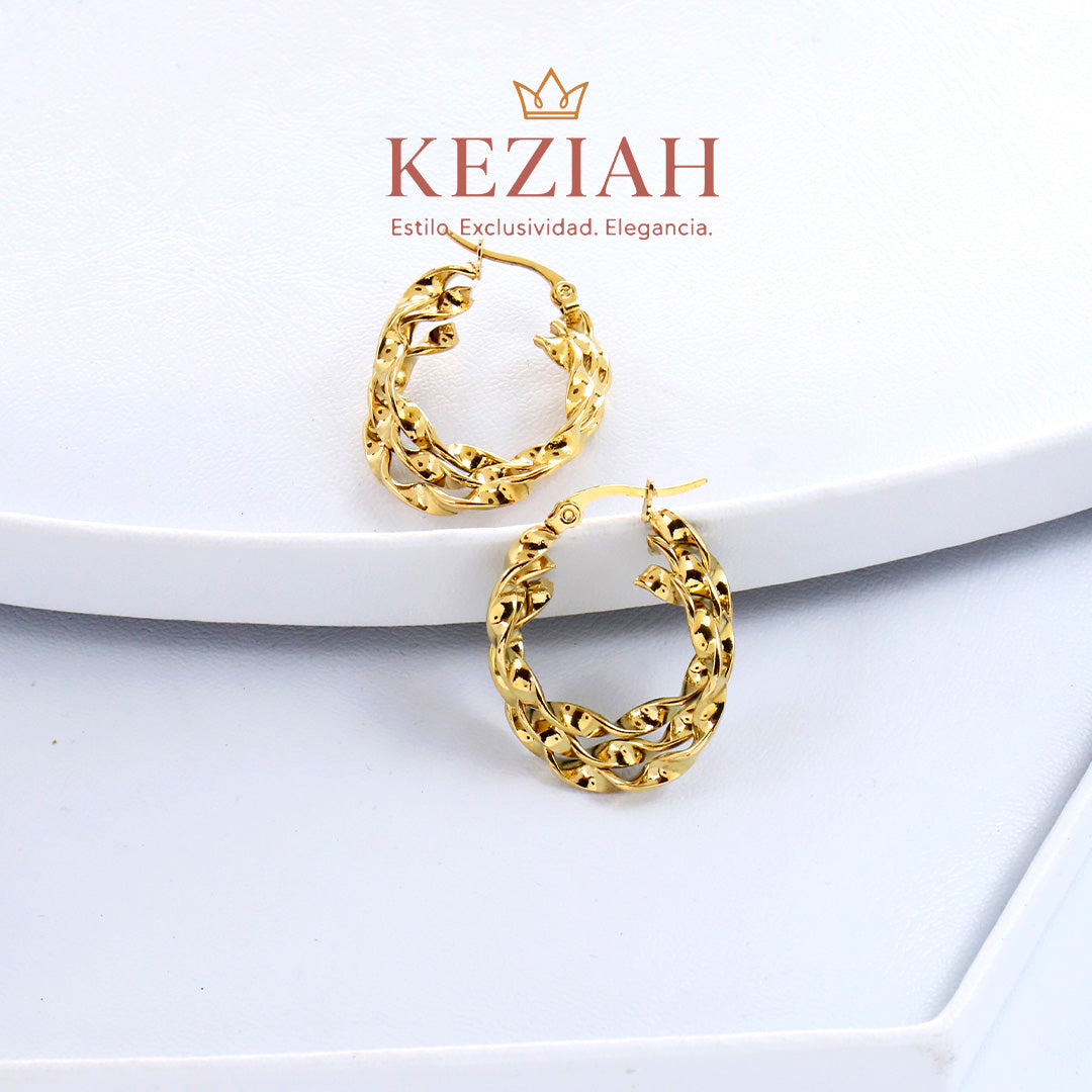 Aretes en acero quirúrgico 316L, enchapada en oro de 18K