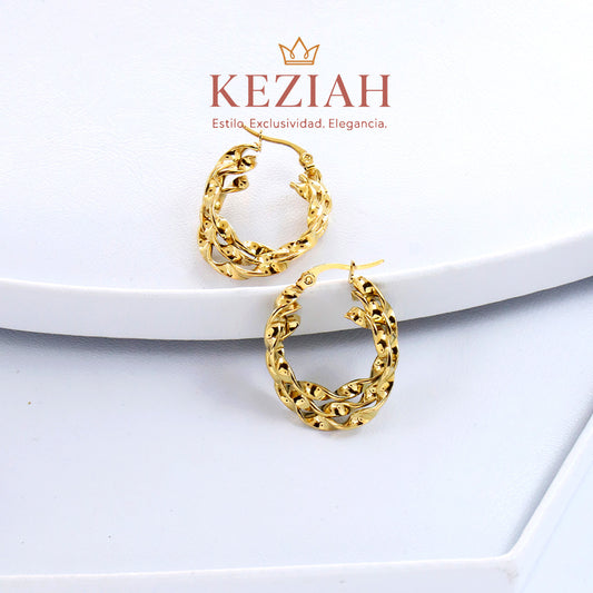 Aretes en acero quirúrgico 316L, enchapada en oro de 18K