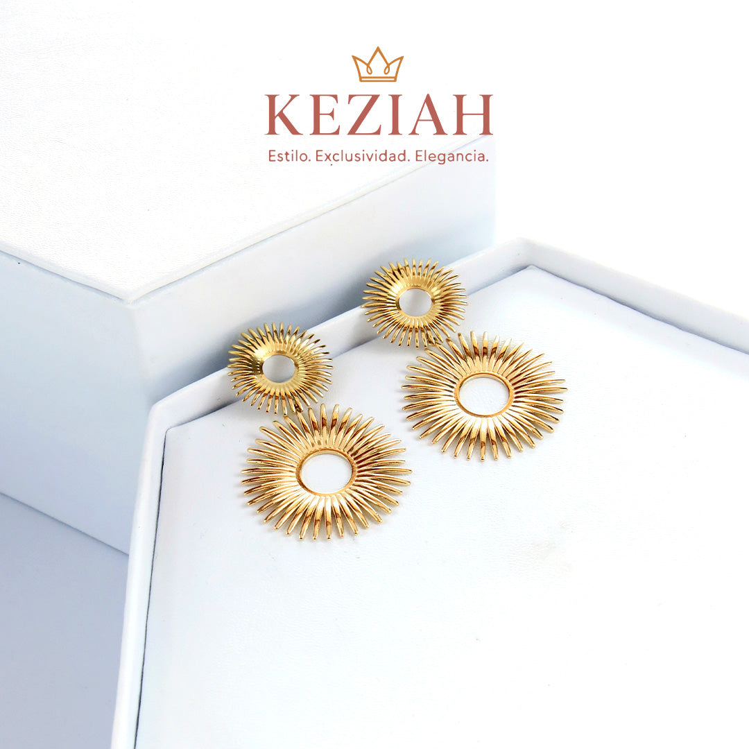 ✨ Aretes Dorado Minimalistas – Acero Quirúrgico 316L , Waterproof -Aro Redondo Sol