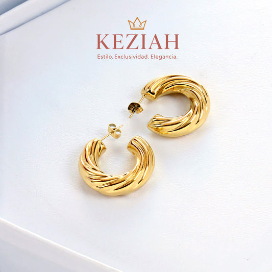 Aretes de Acero Quirúrgico 316L, Enchapado en Oro 18K. Waterproof