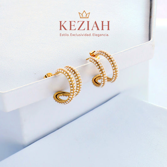 ✨ Aretes Dorado Minimalistas – Acero Quirúrgico 316L , Waterproof - Tipo C con Perlas