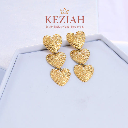 ✨ Aretes Dorado Minimalistas – Acero Quirúrgico 316L , Waterproof - Largo Corazones