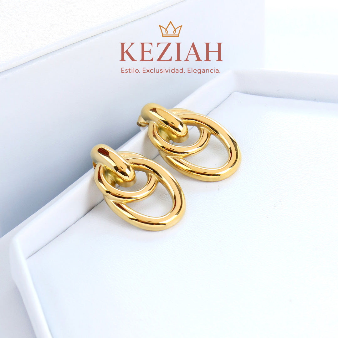 ✨ Aretes Dorado Minimalistas – Acero Quirúrgico 316L , Waterproof -Doble óvalo