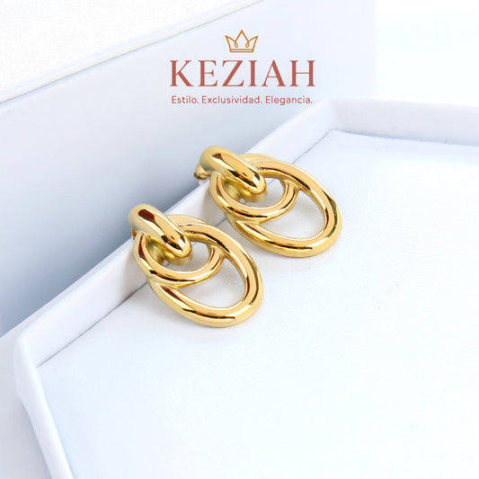 ✨ Aretes Dorado Minimalistas – Acero Quirúrgico 316L , Waterproof -Doble óvalo