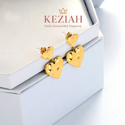 ✨ Aretes Dorado Minimalistas – Acero Quirúrgico 316L , Waterproof - Corazones Doble