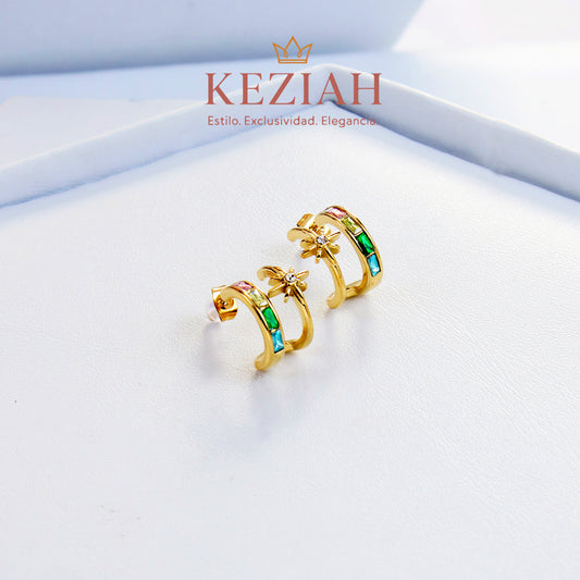 ✨ Aretes Dorado Minimalistas – Acero Quirúrgico 316L , Waterproof - Tipo C con Circones y Estrellas