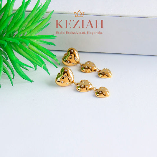 ✨ Aretes Dorado Minimalistas – Acero Quirúrgico 316L , Waterproof - Corazones con Circones