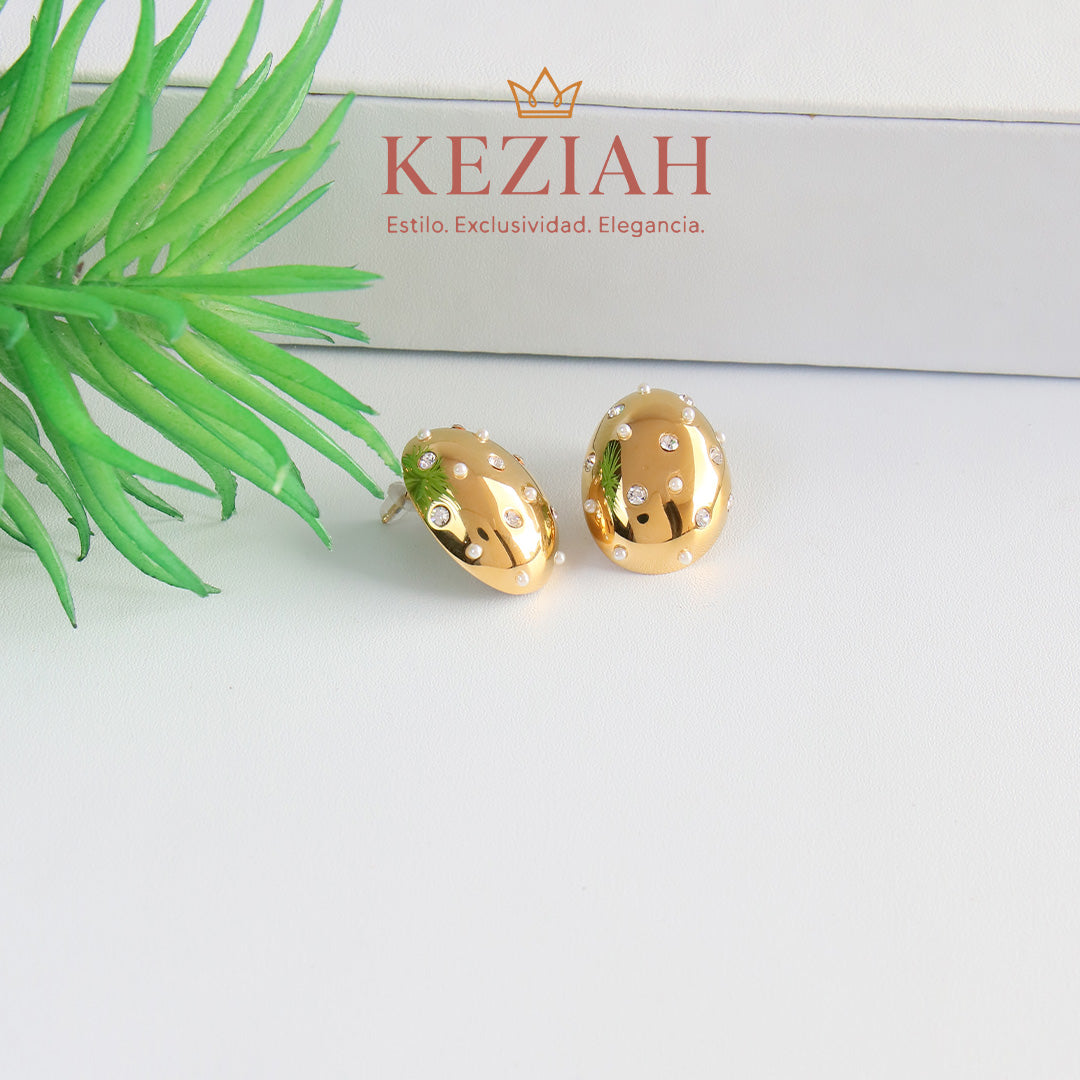 ✨ Aretes Dorado Minimalistas – Acero Quirúrgico 316L , Waterproof - Ovalado con Circones