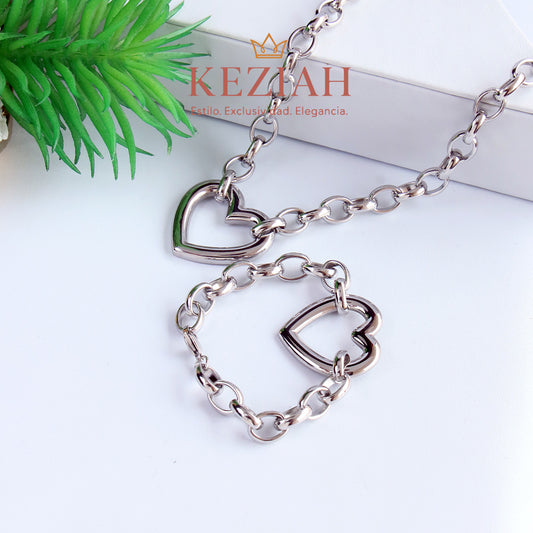 ✨ Collar y Pulsera Plateado Minimalistas – Acero Quirúrgico 316L , Waterproof