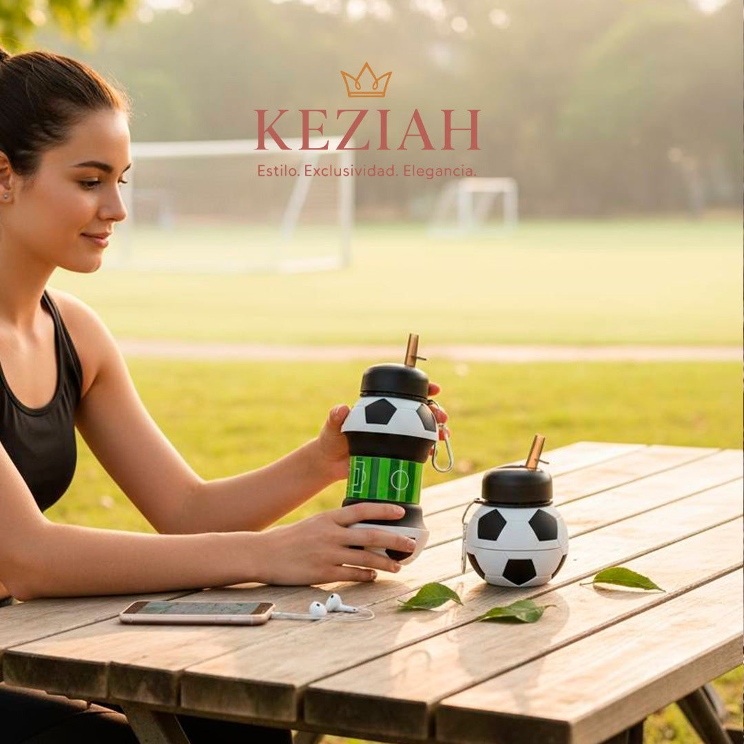 🥤 Botella de Agua Plegable Diseño Fútbol ⚽