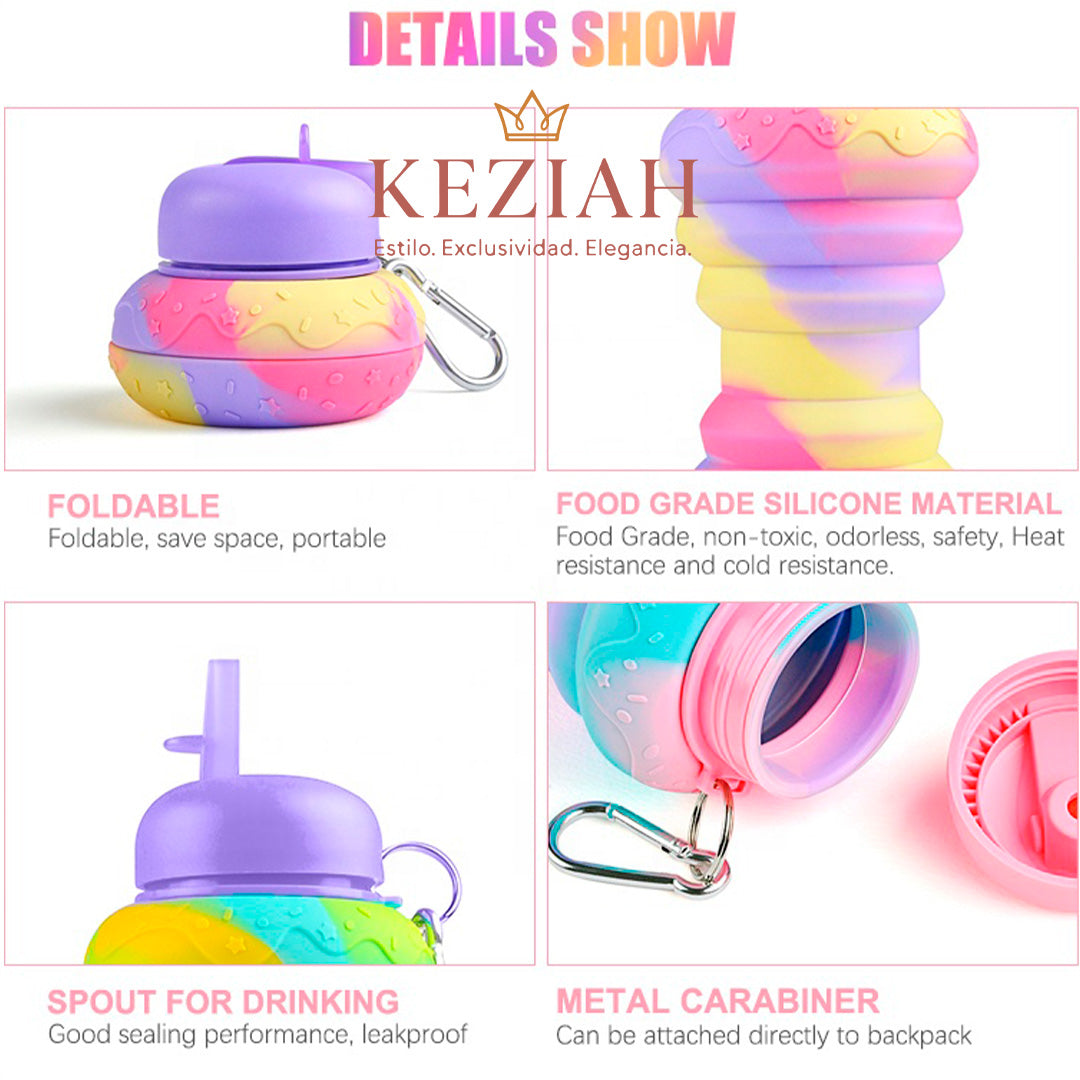 🍩 Botella de Agua Plegable con Forma de Donut