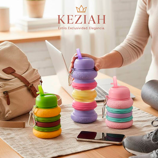 🍔 Botella de Agua Plegable de Silicona – Diseño Hamburguesa