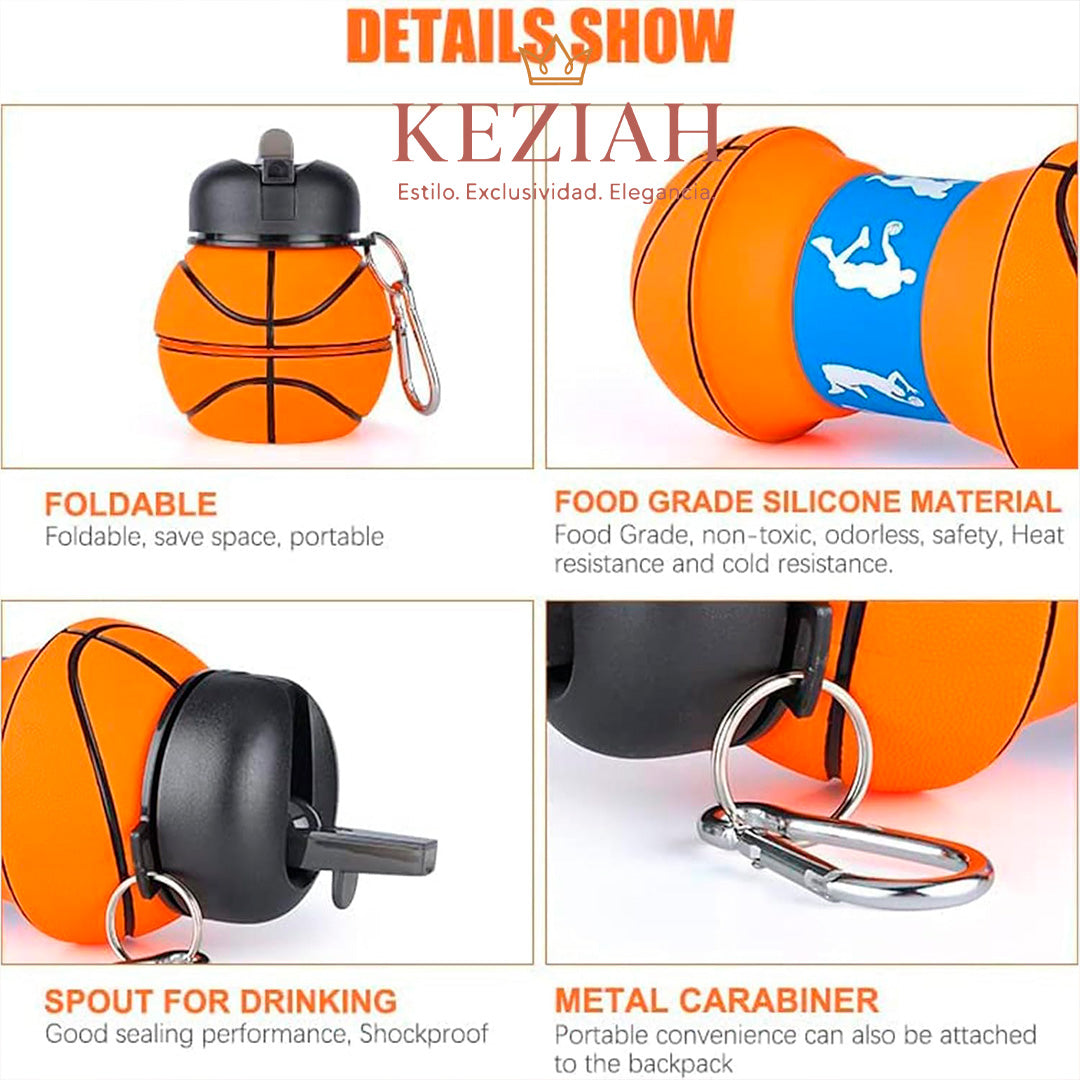 ⚽ Botella de Agua Plegable de Fútbol – Silicona Reutilizable 550 ml