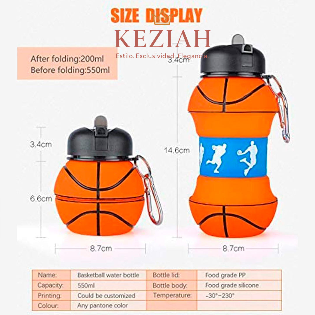 ⚽ Botella de Agua Plegable de Fútbol – Silicona Reutilizable 550 ml