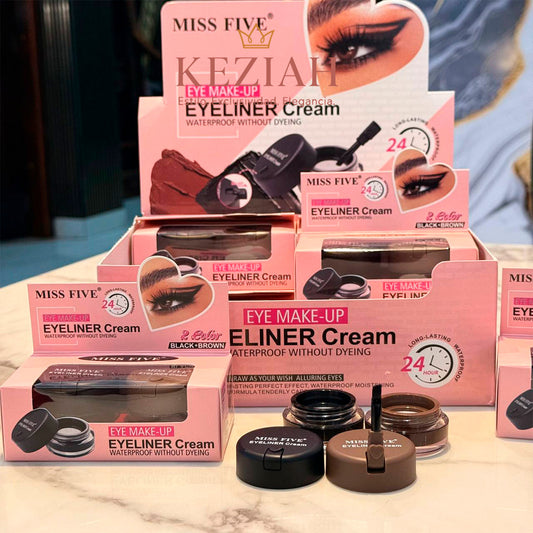 🖤 Crema Delineador de Ojos – MISS FIVE®️ Dos Tonos - Negro y Café.