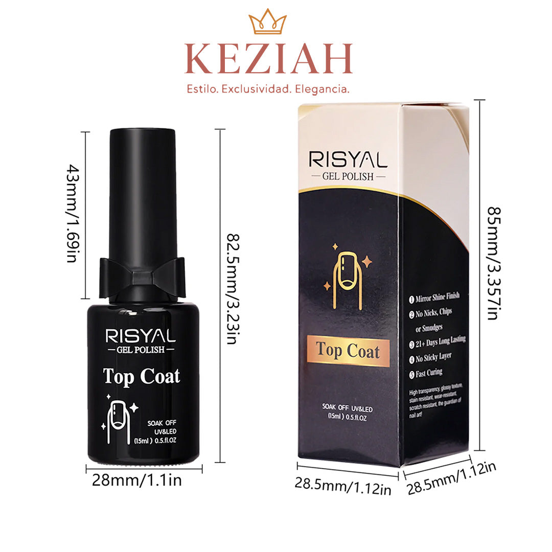 💅 RISYAL®️ Top Coat Gel UV – Alto Brillo Profesional