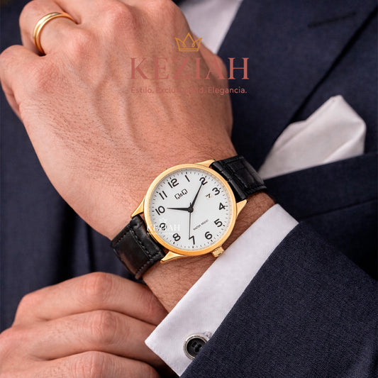 Reloj Q&Q A482J104Y para Hombre – Cuero Negro
