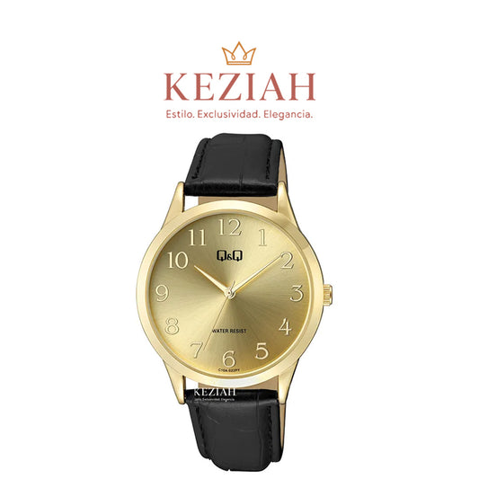 ⌚ Reloj Q&Q Original C10A-022PY – Dorado con Correa Negra