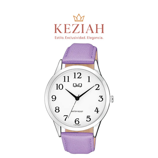 ⌚ Reloj Q&Q Original C10A-028PY – Blanco con Correa Lila