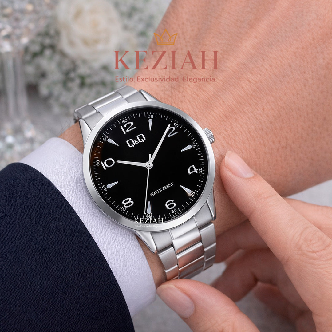 ⌚ Reloj Q&Q Original C10A-042PY – Acero Plata con Esfera Negra