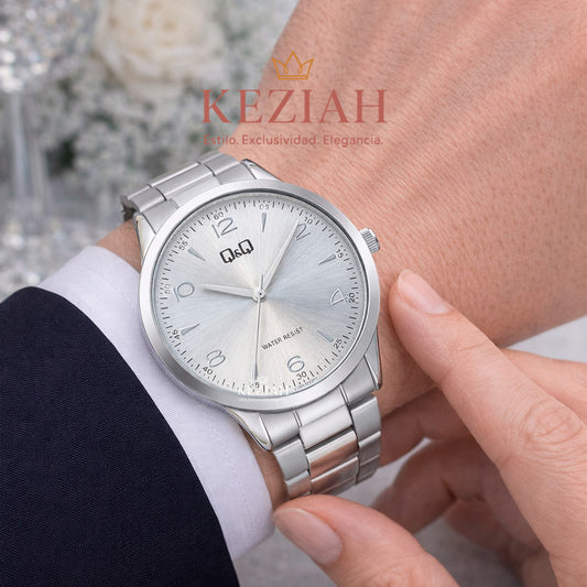 ⌚ Reloj Q&Q Original C10A-043PY – Acero Plata Esfera Plateada