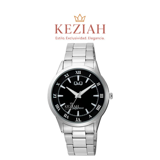 ⌚ Reloj Q&Q Original C10A-046PY – Acero Plata con Esfera Negra y Números Romanos