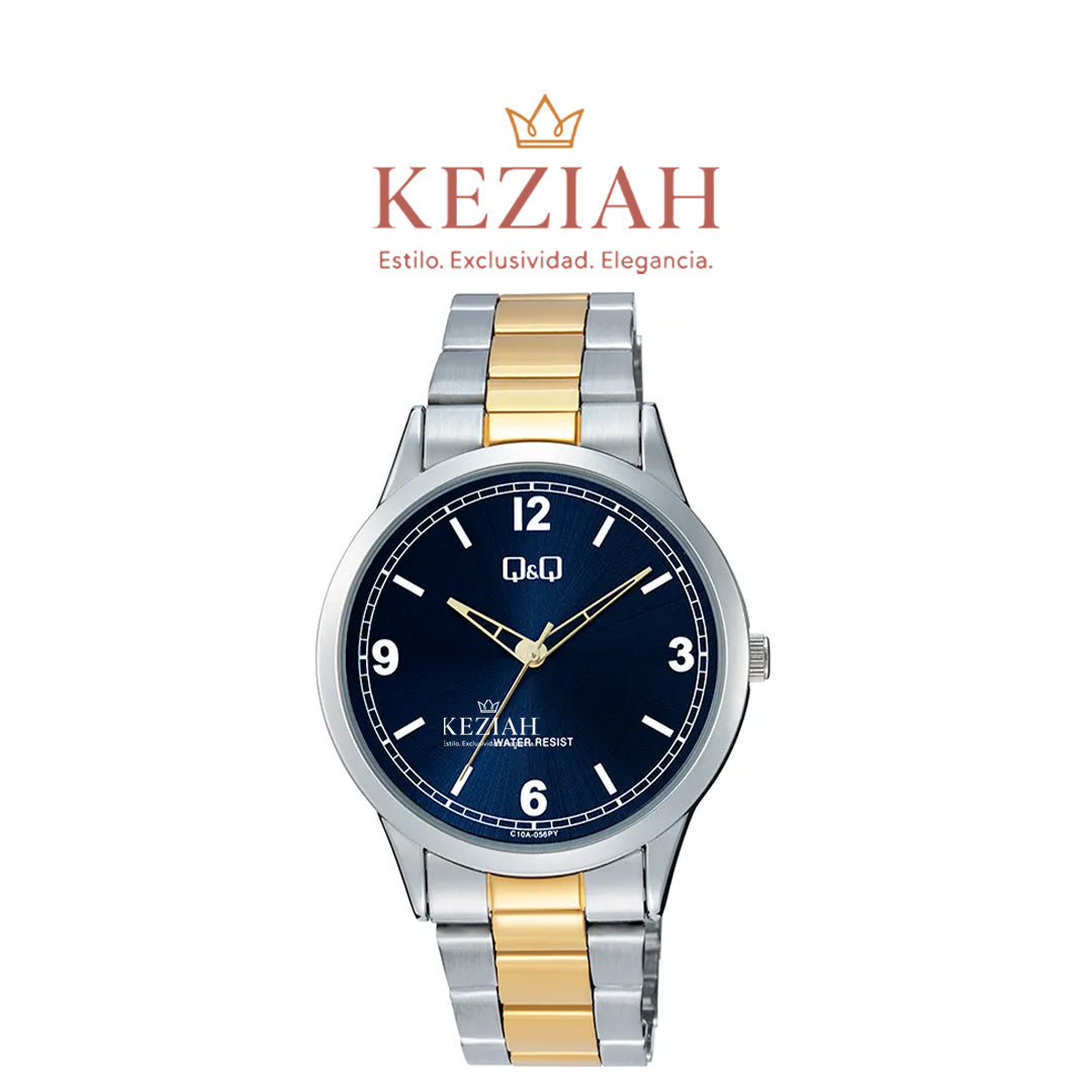 ⌚ Reloj Q&Q Original C10A-056PY – Acero Bicolor con Esfera Azul