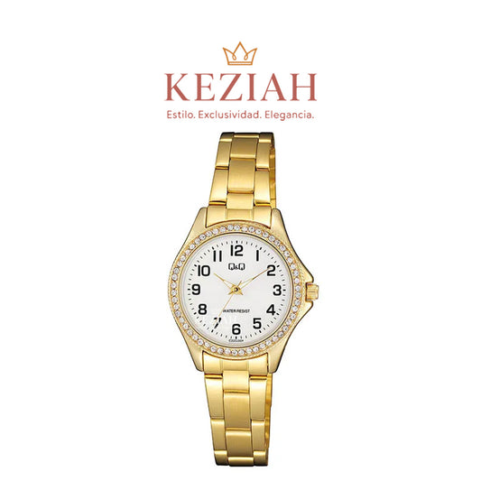 ⌚ Reloj Q&Q Original C223J004Y– Dama Dorado con Detalles Elegantes