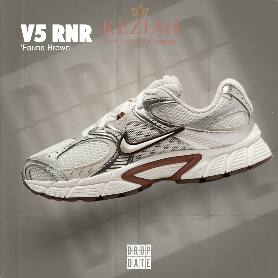 🏷️ Nike V5 – Blanco / Plata Metalizado / Marrón