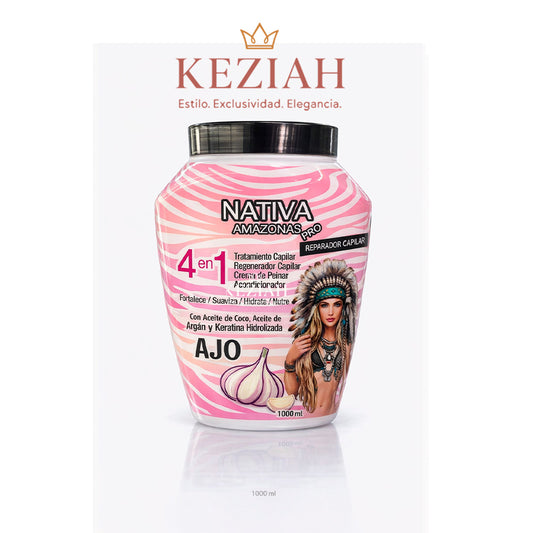 NATIVA®️ 🏆 – Regenerador Capilar Ajo & Coco Tratamiento Capilar 4 en 1 – 1000 ml